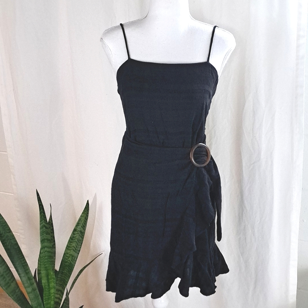 American Eagle faux wrap belt cotton sundress szS-M